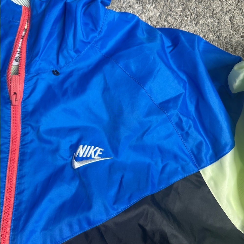 Nike Windrunner Hooded Jacket medium black blue green windbreaker lightweight - Picture 10 of 14